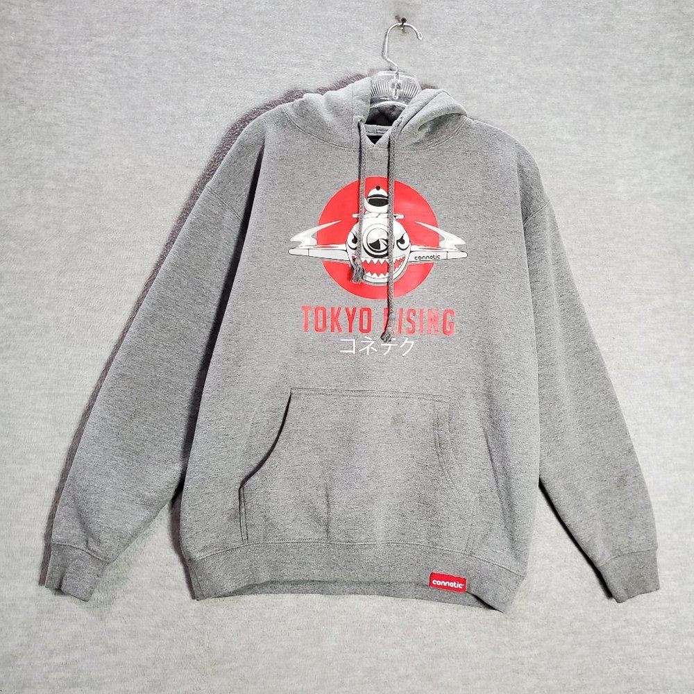Tokyo Japan Men Sweatshirt Medium Gray‎ Connetic Rising Logo Pullover READ